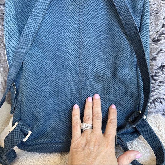 Hammitt Blue Snakeskin Leather Backpack Bag - Picture 4 of 12